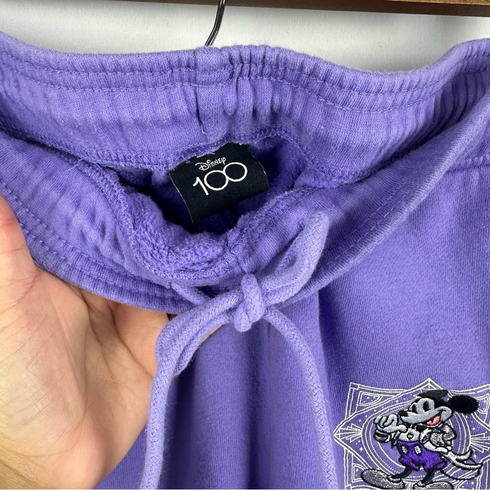 DISNEY PARKS 100 Years Of Wonder Embroidered Drawstring Joggers Lavender Adult - Picture 11 of 12